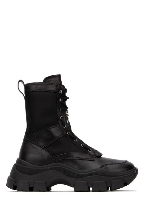 black prada motorcycle boots|Prada black chunky combat boots.